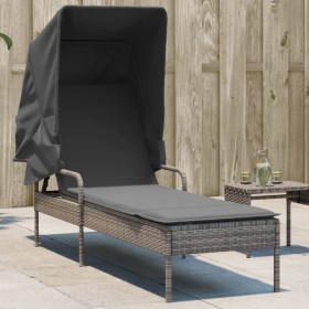 Tumbona con capota ratán sintético gris by vidaXL, Loungers - Ref: Foro24-368190, Price: 180,97 €, Discount: %