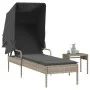 Tumbona con capota y mesa ratán sintético gris claro von vidaXL, Liegen - Ref: Foro24-368202, Preis: 207,84 €, Rabatt: %