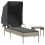 Tumbona con capota y mesa ratán sintético gris claro von vidaXL, Liegen - Ref: Foro24-368202, Preis: 207,84 €, Rabatt: %