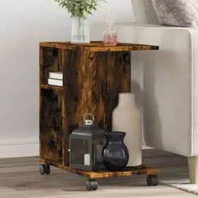 Mesa auxiliar ruedas madera ingeniería roble ahumado 50x30x55cm by vidaXL, Side tables - Ref: Foro24-840573, Price: 35,96 €, ...