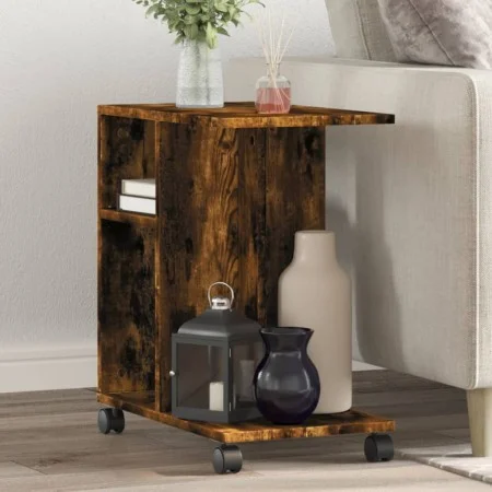 Mesa auxiliar ruedas madera ingeniería roble ahumado 50x30x55cm by vidaXL, Side tables - Ref: Foro24-840573, Price: 35,96 €, ...