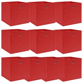 Cajas de almacenaje 10 uds tela rojo 32x32x32 cm