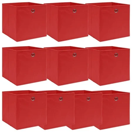 Cajas de almacenaje 10 uds tela rojo 32x32x32 cm de vidaXL, Cestas para almacenaje - Ref: Foro24-288363, Precio: 47,02 €, Des...