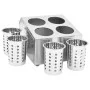 Soporte para cubiertos 4 rejillas acero inoxidable cuadrado de vidaXL, Bandejas de cubiertos y utensilios - Ref: Foro24-51229...