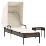 Lounger with hood and brown synthetic rattan table by vidaXL, Loungers - Ref: Foro24-368198, Price: 211,76 €, Discount: %