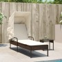 Lounger with hood and brown synthetic rattan table by vidaXL, Loungers - Ref: Foro24-368198, Price: 193,31 €, Discount: %