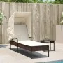 Lounger with hood and brown synthetic rattan table by vidaXL, Loungers - Ref: Foro24-368198, Price: 211,76 €, Discount: %