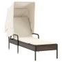 Lounger with hood and brown synthetic rattan table by vidaXL, Loungers - Ref: Foro24-368198, Price: 211,76 €, Discount: %