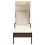 Lounger with hood and brown synthetic rattan table by vidaXL, Loungers - Ref: Foro24-368198, Price: 211,76 €, Discount: %