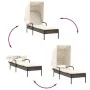 Lounger with hood and brown synthetic rattan table by vidaXL, Loungers - Ref: Foro24-368198, Price: 211,76 €, Discount: %