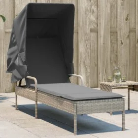 Sun lounger with light gray synthetic rattan hood by vidaXL, Loungers - Ref: Foro24-368193, Price: 200,01 €, Discount: %