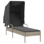 Sonnenliege mit hellgrauer synthetischer Rattanhaube von vidaXL, Liegen - Ref: Foro24-368193, Preis: 182,56 €, Rabatt: %