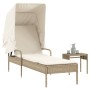 Liege mit Verdeck und beigem Synthetik-Rattan-Tisch von vidaXL, Liegen - Ref: Foro24-368201, Preis: 193,99 €, Rabatt: %