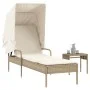 Lounger with hood and beige synthetic rattan table by vidaXL, Loungers - Ref: Foro24-368201, Price: 207,84 €, Discount: %