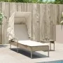 Lounger with hood and beige synthetic rattan table by vidaXL, Loungers - Ref: Foro24-368201, Price: 207,84 €, Discount: %