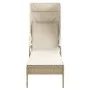 Lounger with hood and beige synthetic rattan table by vidaXL, Loungers - Ref: Foro24-368201, Price: 207,84 €, Discount: %