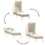 Lounger with hood and beige synthetic rattan table by vidaXL, Loungers - Ref: Foro24-368201, Price: 207,84 €, Discount: %