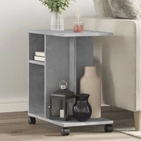Concrete gray engineering wood wheels side table 50x30x55cm by vidaXL, Side tables - Ref: Foro24-840572, Price: 40,91 €, Disc...