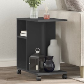 Side table with wheels black engineered wood 50x30x55 cm by vidaXL, Side tables - Ref: Foro24-840570, Price: 39,77 €, Discoun...