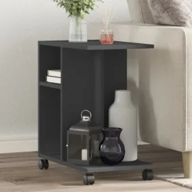 Side table with wheels black engineered wood 50x30x55 cm by vidaXL, Side tables - Ref: Foro24-840570, Price: 42,06 €, Discoun...