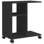 Side table with wheels black engineered wood 50x30x55 cm by vidaXL, Side tables - Ref: Foro24-840570, Price: 42,06 €, Discoun...