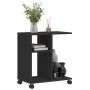 Side table with wheels black engineered wood 50x30x55 cm by vidaXL, Side tables - Ref: Foro24-840570, Price: 42,06 €, Discoun...