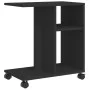 Side table with wheels black engineered wood 50x30x55 cm by vidaXL, Side tables - Ref: Foro24-840570, Price: 42,06 €, Discoun...