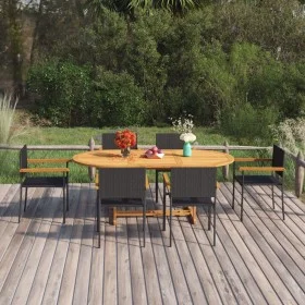 Garden dining set 7 pieces black synthetic rattan by vidaXL, Garden sets - Ref: Foro24-3070765, Price: 615,77 €, Discount: %