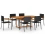 Garten-Essgruppe 7-teilig aus schwarzem synthetischem Rattan von vidaXL, Gartensets - Ref: Foro24-3070765, Preis: 629,18 €, R...