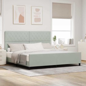 Estructura de cama Gris claro 200 x 200 cm Terciopelo