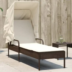 Liegestuhl mit braunem Kunststoff-Rattanverdeck. von vidaXL, Liegen - Ref: Foro24-368189, Preis: 198,26 €, Rabatt: %