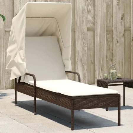 Tumbona con capota ratán sintético marrón by vidaXL, Loungers - Ref: Foro24-368189, Price: 198,26 €, Discount: %