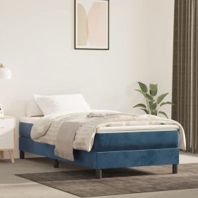 Estructura de cama sin colchón terciopelo azul oscuro 90x190 cm en Camas y somieres | Comprar online en Foro24