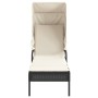 Tumbona con capota ratán sintético negro de vidaXL, Tumbonas - Ref: Foro24-368188, Precio: 192,22 €, Descuento: %