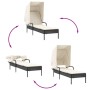 Tumbona con capota ratán sintético negro de vidaXL, Tumbonas - Ref: Foro24-368188, Precio: 192,22 €, Descuento: %