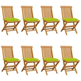 Gartenstühle 8 Stück aus massivem Teakholz mit hellgrünen Kissen von vidaXL, Gartenstühle - Ref: Foro24-3072943, Preis: 493,6...
