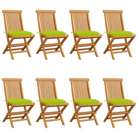 Garden chairs 8 pcs solid teak with bright green cushions by vidaXL, Garden chairs - Ref: Foro24-3072943, Price: 511,06 €, Di...