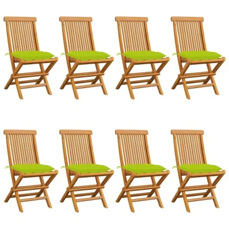 Gartenstühle 8 Stück aus massivem Teakholz mit hellgrünen Kissen von vidaXL, Gartenstühle - Ref: Foro24-3072943, Preis: 493,6...