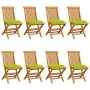 Gartenstühle 8 Stück aus massivem Teakholz mit hellgrünen Kissen von vidaXL, Gartenstühle - Ref: Foro24-3072943, Preis: 493,6...