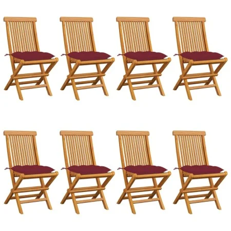 Garden chairs 8 pcs teak wood with red cushions by vidaXL, Garden chairs - Ref: Foro24-3072941, Price: 497,79 €, Discount: %
