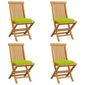 Garden chairs 4 units with bright green teak wood cushions by vidaXL, Garden chairs - Ref: Foro24-3062594, Price: 246,56 €, D...