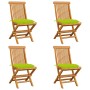 Garden chairs 4 units with bright green teak wood cushions by vidaXL, Garden chairs - Ref: Foro24-3062594, Price: 257,45 €, D...