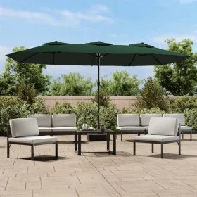 Double umbrella with green LED lights 449x245 cm by vidaXL, Umbrellas - Ref: Foro24-362954, Price: 227,23 €, Discount: %