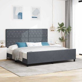 Estructura de cama Gris oscuro 200 x 200 cm Terciopelo Estructura de cama Gris oscuro 200 x 200 cm Terciopelo