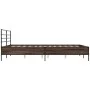 Estructura cama madera ingeniería metal marrón roble 120x200 cm de vidaXL, Camas y somieres - Ref: Foro24-3280041, Precio: 13...
