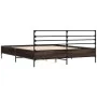 Estructura cama madera ingeniería metal marrón roble 120x200 cm de vidaXL, Camas y somieres - Ref: Foro24-3280041, Precio: 13...