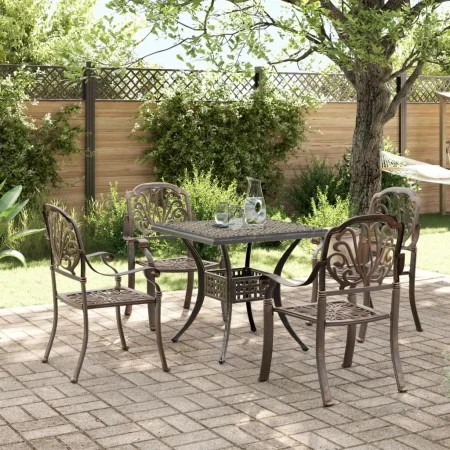 Juego de comedor de jardín 5 piezas aluminio fundido bronce de vidaXL, Conjuntos de jardín - Ref: Foro24-3216341, Precio: 870...