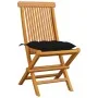 Sillas de jardín 4 uds madera maciza de teca con cojines negros by vidaXL, Garden chairs - Ref: Foro24-3062590, Price: 248,32...