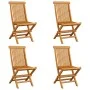 Sillas de jardín 4 uds madera maciza de teca con cojines negros by vidaXL, Garden chairs - Ref: Foro24-3062590, Price: 248,32...