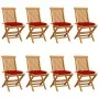 Garden chairs 8 units solid teak with red cushions by vidaXL, Garden chairs - Ref: Foro24-3072938, Price: 497,79 €, Discount: %